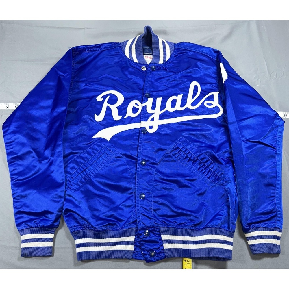 Vintage Kansas City Royals Jacket Mens 34 Blue MLB Baseball Wilson Satin 80s